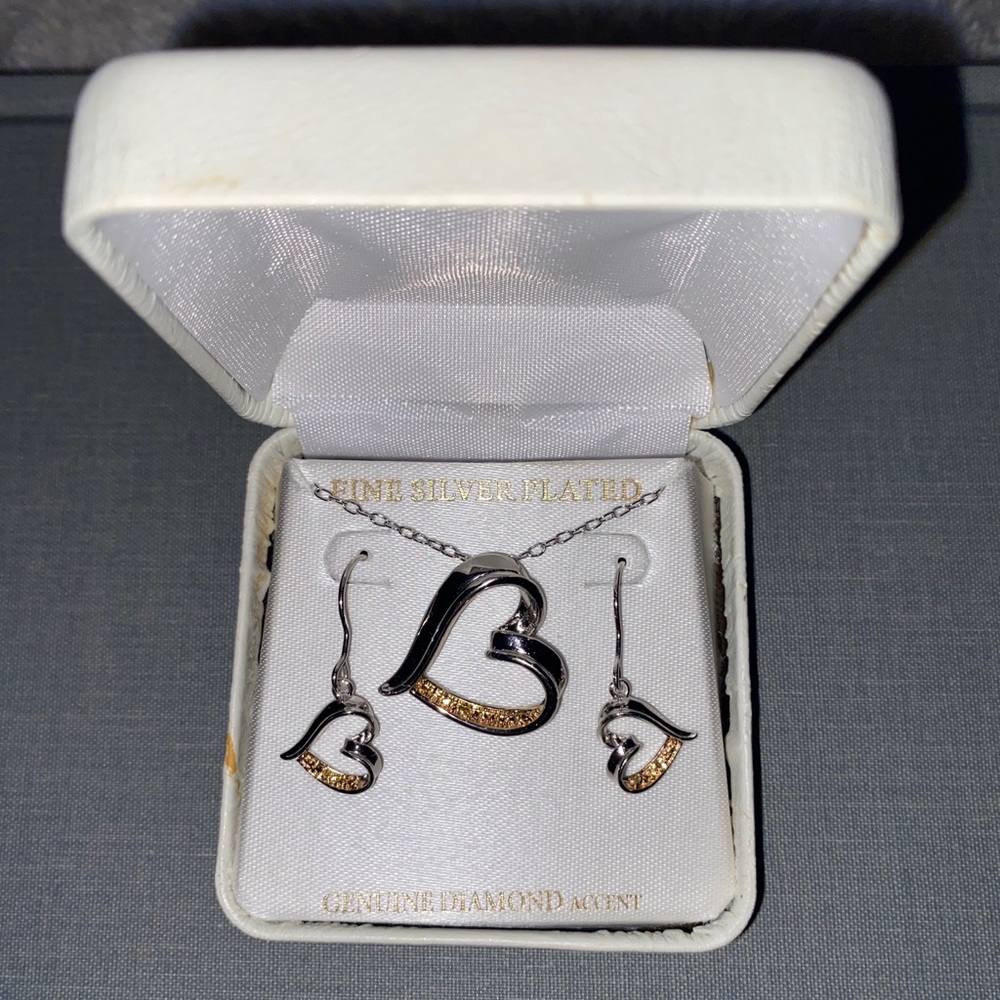 Heart Pendant Necklace and Earring Set